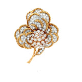 25.00 Carat Round Brilliant E VS1 Diamond 18 Karat Yellow Gold Pin Brooch