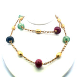 Vintage 99.30 Grams 18 Karat Yellow Gold Gems Stone Necklace