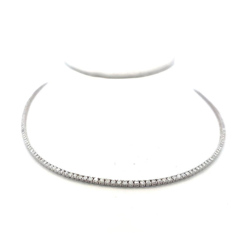 4.87 Carat Round Brilliant G VS1 Diamond 14 Karat White Gold Riviera Necklace