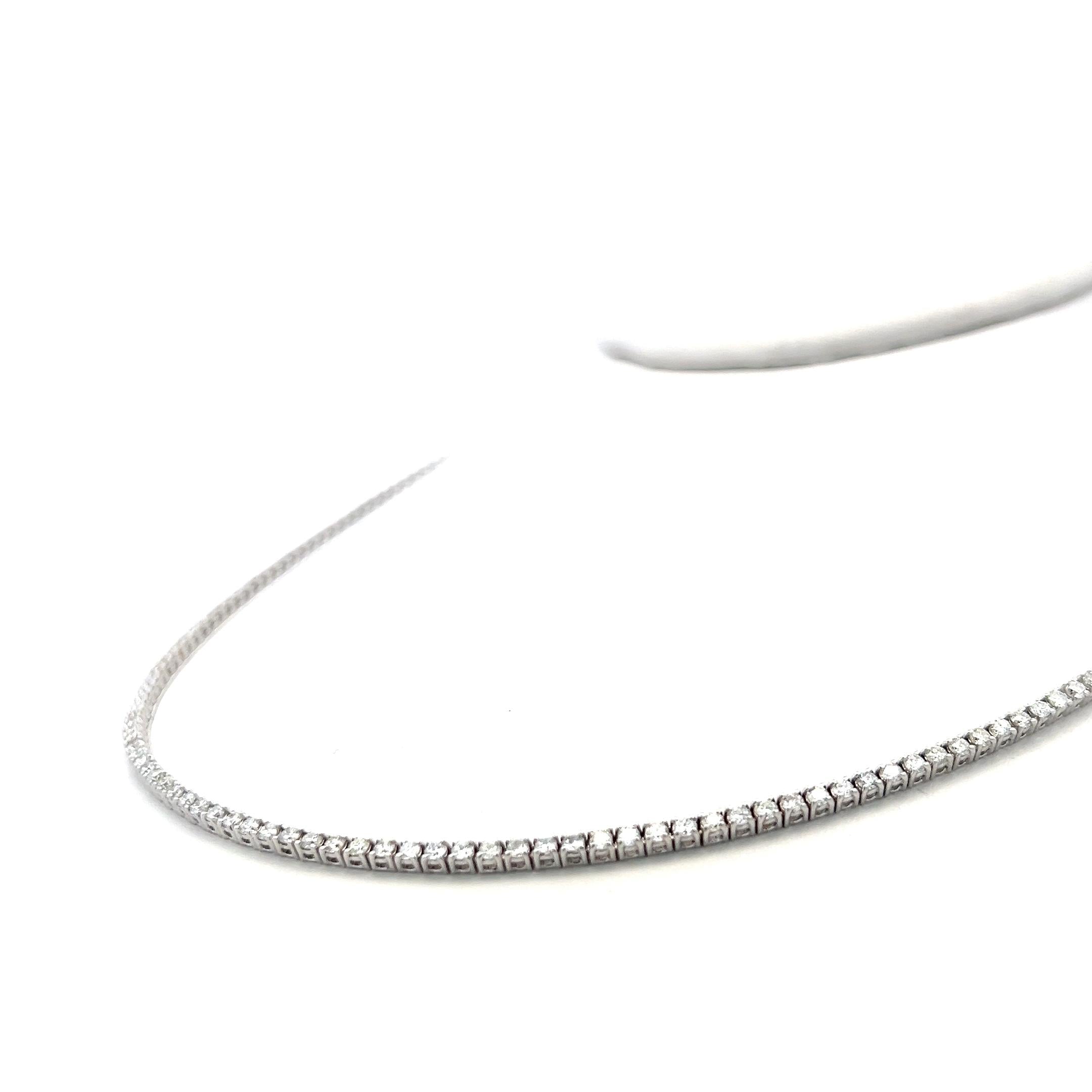 4.87 Carat Round Brilliant G VS1 Diamond 14 Karat White Gold Riviera Necklace
