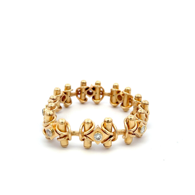 1.20 Carat Round Brilliant H VS2 Diamond 18 Karat Yellow Gold Link Bracelet