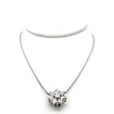 0.80 Carat Round Brilliant G VS1 Diamond 18 Karat White Gold Pendant Necklace