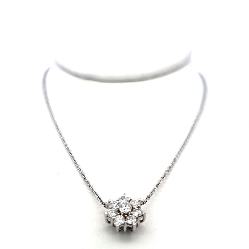 0.80 Carat Round Brilliant G VS1 Diamond 18 Karat White Gold Pendant Necklace