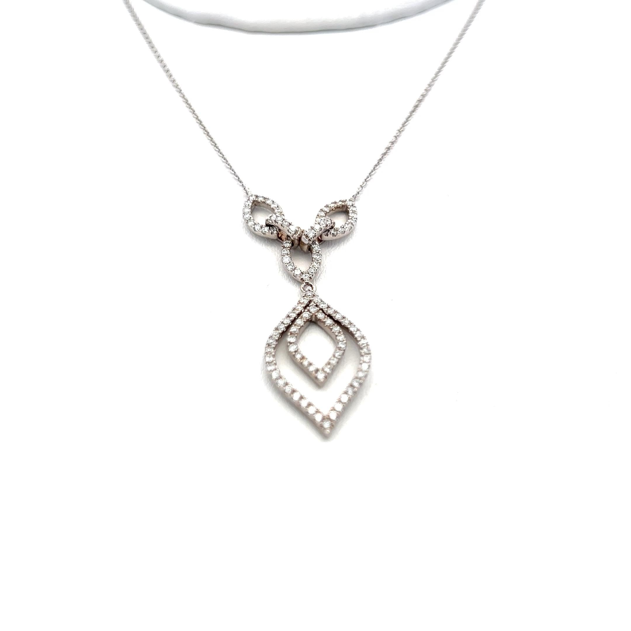 0.78 Carat Round Brilliant G VS2 Diamond 14 Karat White Gold Pendant Necklace