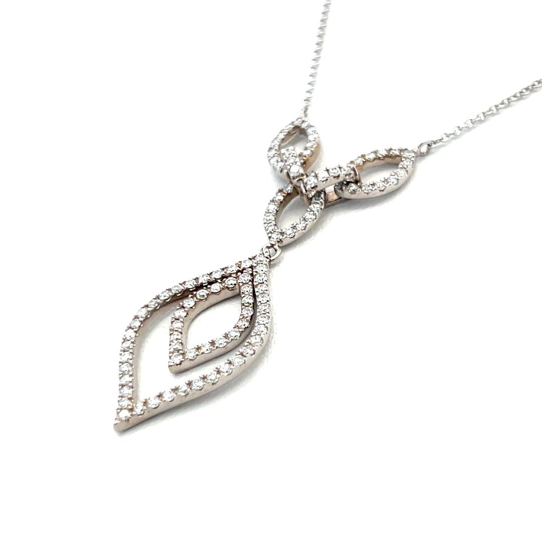 0.78 Carat Round Brilliant G VS2 Diamond 14 Karat White Gold Pendant Necklace