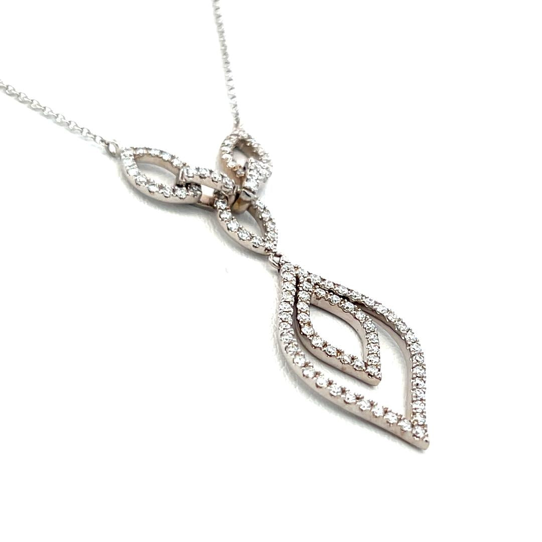 0.78 Carat Round Brilliant G VS2 Diamond 14 Karat White Gold Pendant Necklace