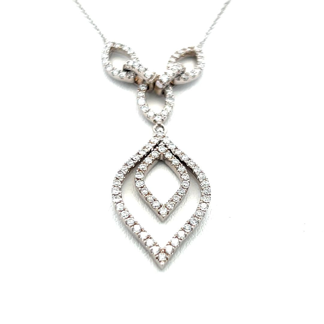 0.78 Carat Round Brilliant G VS2 Diamond 14 Karat White Gold Pendant Necklace