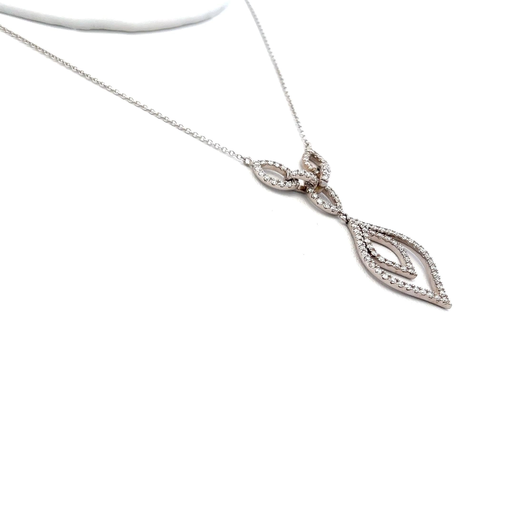 0.78 Carat Round Brilliant G VS2 Diamond 14 Karat White Gold Pendant Necklace