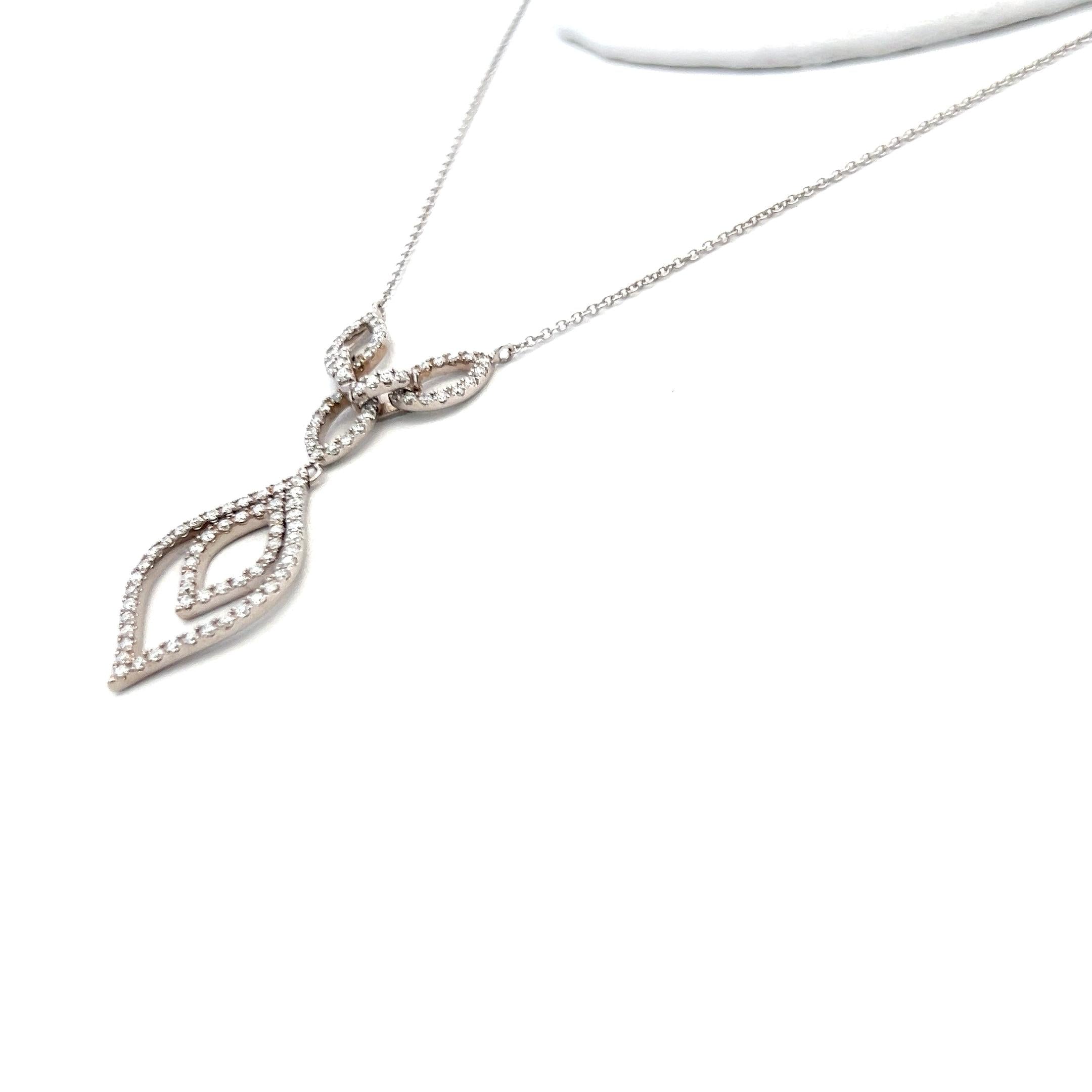 0.78 Carat Round Brilliant G VS2 Diamond 14 Karat White Gold Pendant Necklace