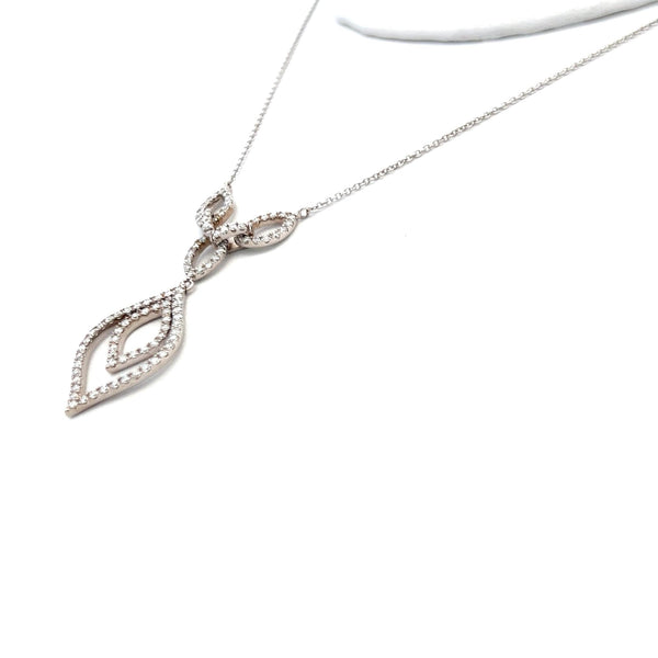 0.78 Carat Round Brilliant G VS2 Diamond 14 Karat White Gold Pendant Necklace