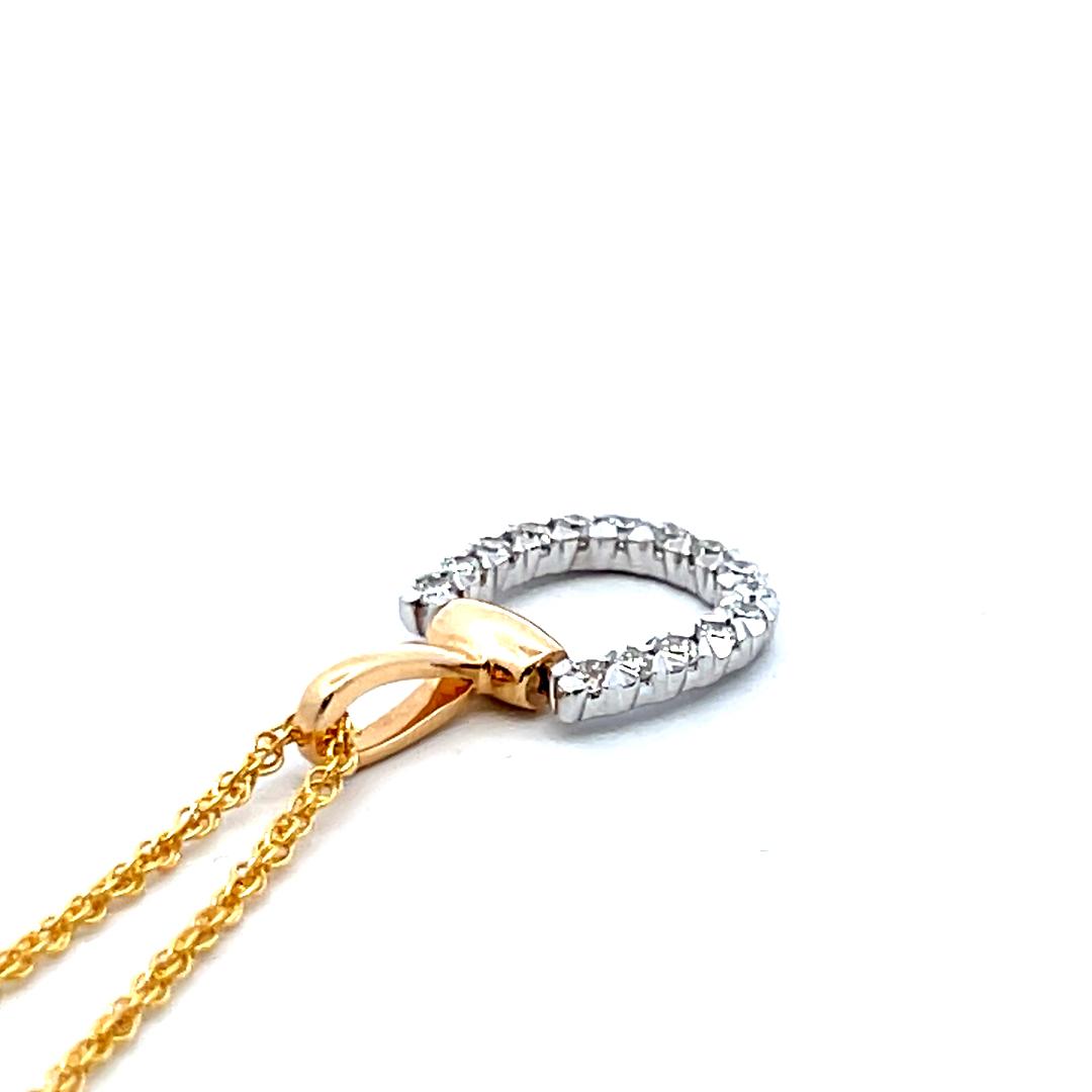 0.32 Carat Round Brilliant G VS2 Diamond 14 Karat Yellow Gold Pendant Necklace
