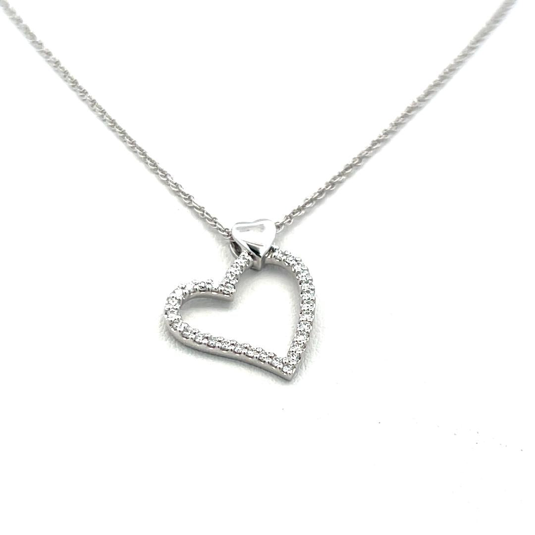 0.29 Carat Round Brilliant G VS2 Diamond 14 Karat White Gold Pendant Necklace