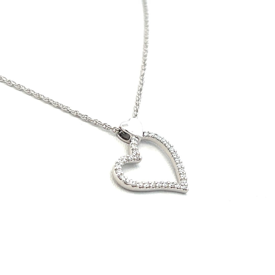 0.29 Carat Round Brilliant G VS2 Diamond 14 Karat White Gold Pendant Necklace