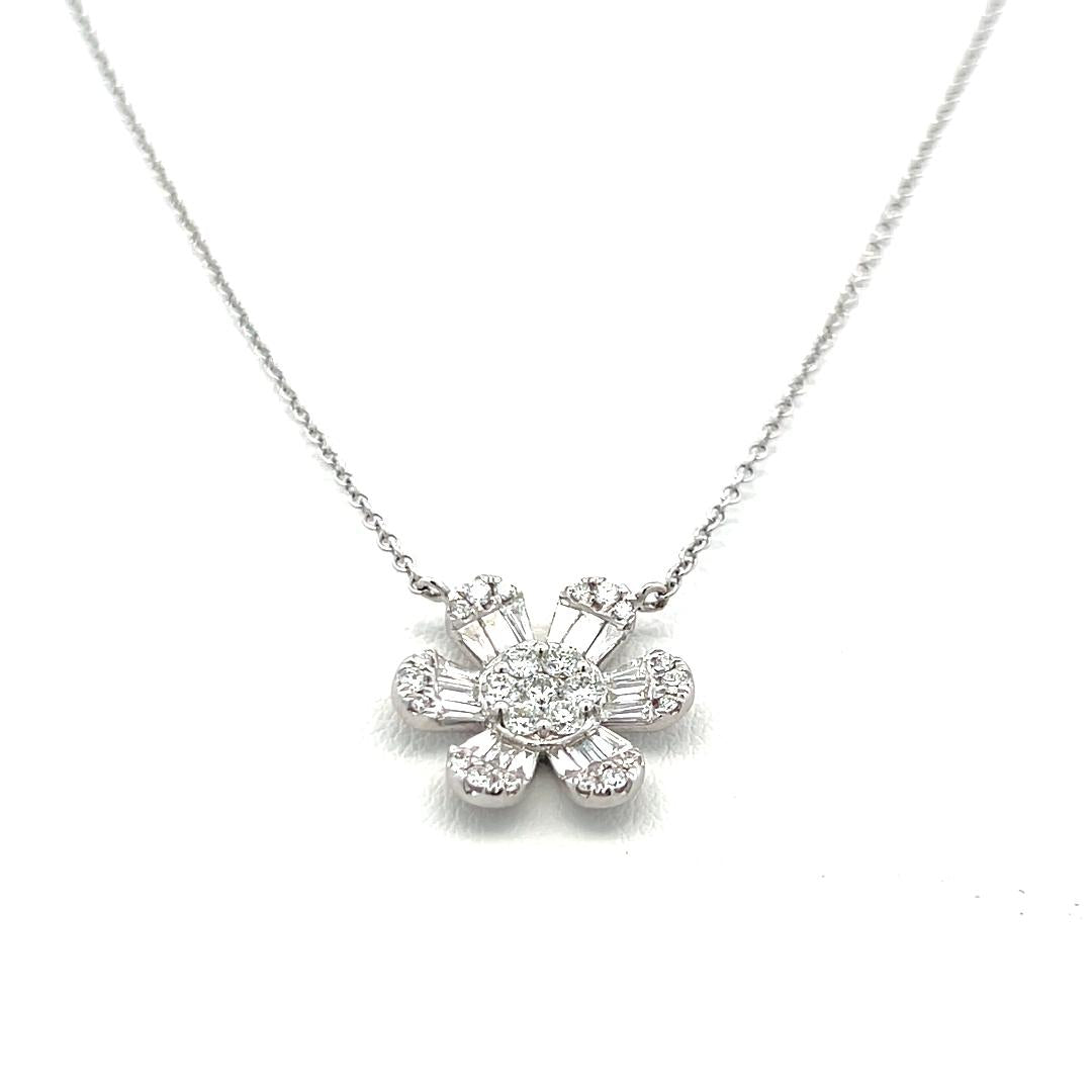 0.91 Carat Mixed Shape G VS Diamond 14 Karat White Gold Pendant Necklace