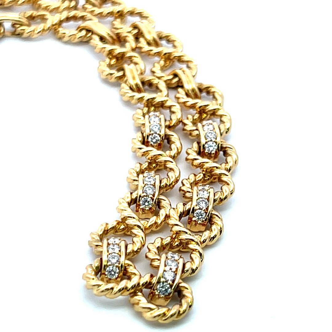 Tiffany & Co 1.50 Carat Round Diamond 18 Karat Yellow Gold Link Necklace