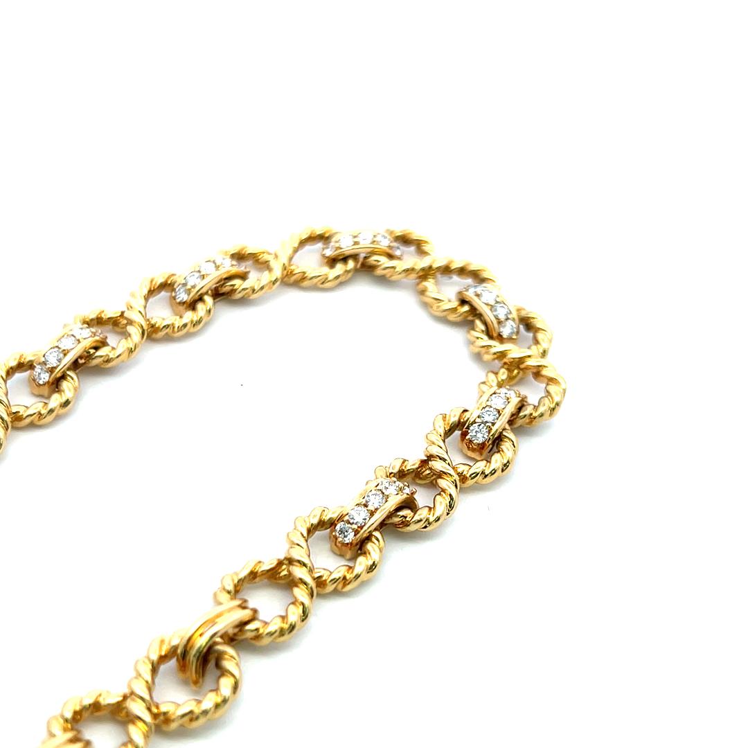 Tiffany & Co 1.50 Carat Round Diamond 18 Karat Yellow Gold Link Necklace