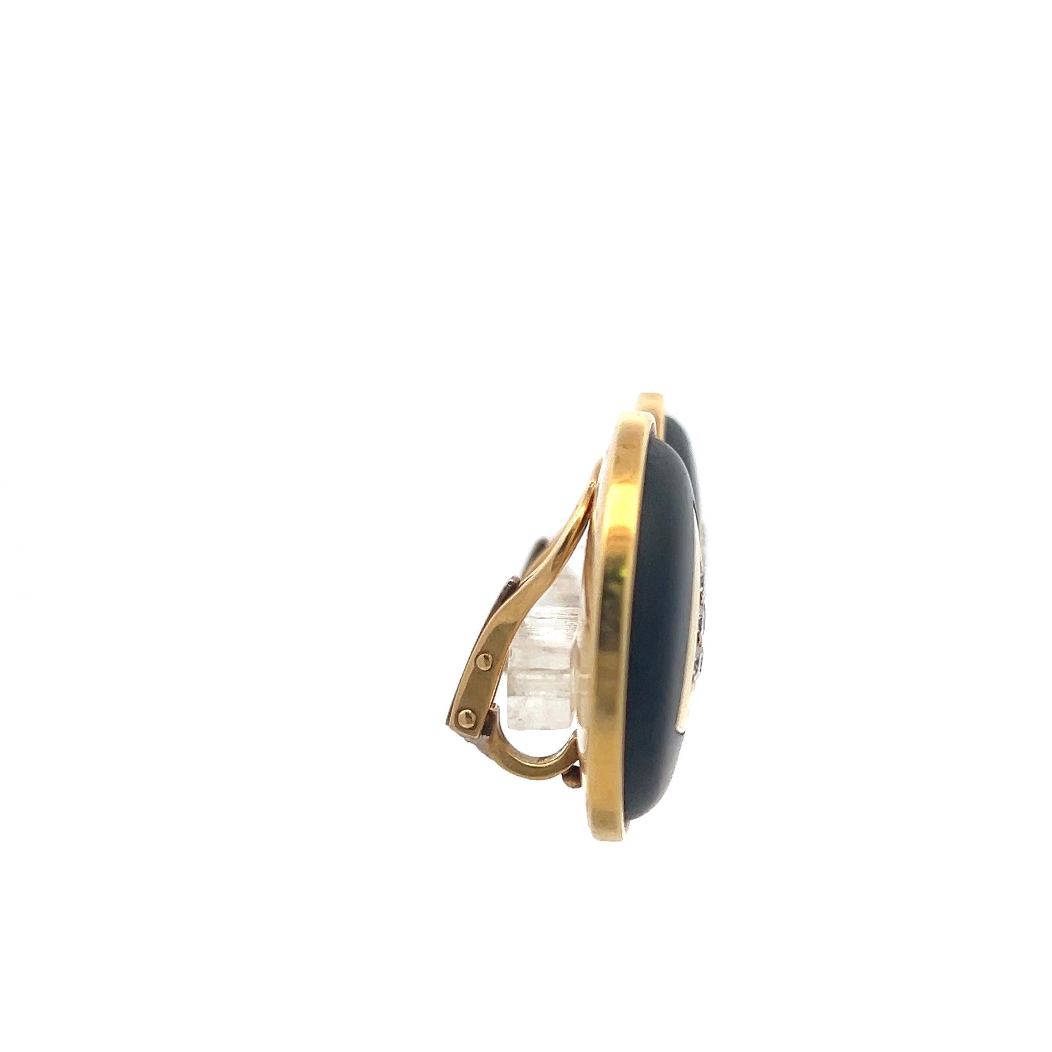 Leo Vroom 0.60 Carat Round Brilliant Diamond 18K Yellow Gold Clip On Earrings
