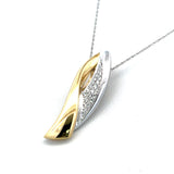 0.14 Carat Round Brilliant G VS2 Diamond 14 Karat Two Tone Gold Pendant Necklace