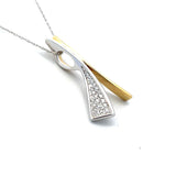 0.15 Carat Round Brilliant G VS2 Diamond 14 Karat Two Tone Gold Pendant Necklace