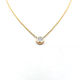 0.24 Carat Round Brilliant H VS2 Diamond 14 Karat Yellow Gold Pendant Necklace