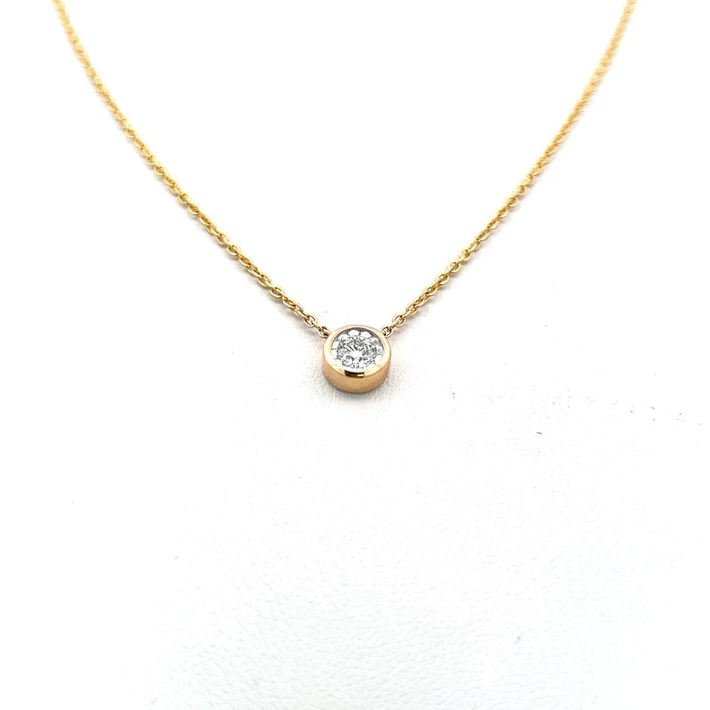 0.24 Carat Round Brilliant H VS2 Diamond 14 Karat Yellow Gold Pendant Necklace