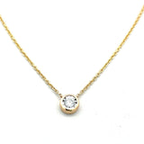 0.24 Carat Round Brilliant H VS2 Diamond 14 Karat Yellow Gold Pendant Necklace