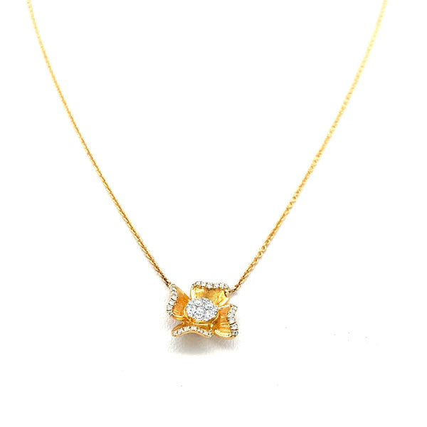 0.23 Carat Round Brilliant G VS2 Diamond 18 Karat Yellow Gold Pendant Necklace