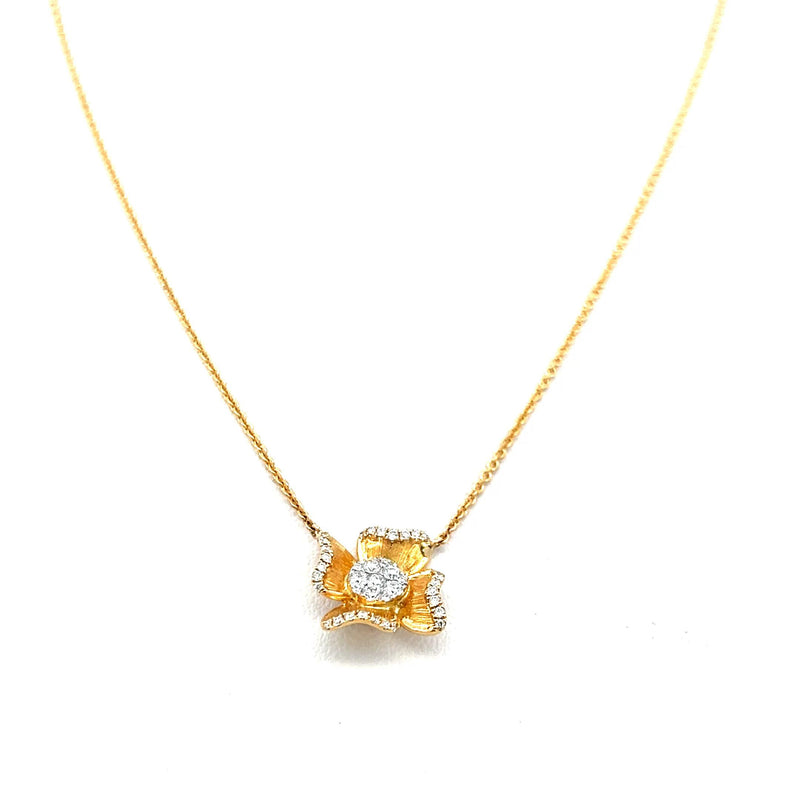 0.23 Carat Round Brilliant G VS2 Diamond 18 Karat Yellow Gold Pendant Necklace