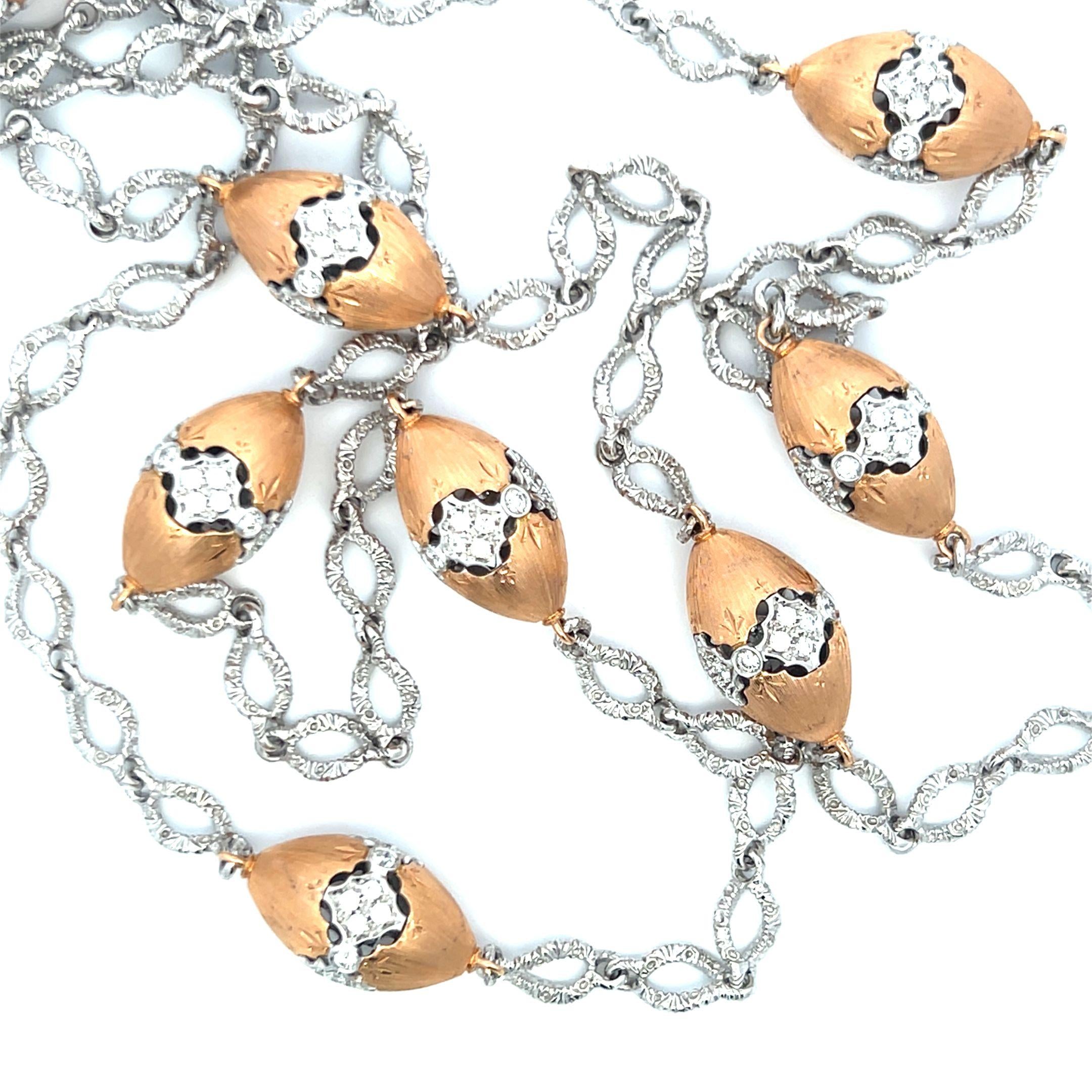 4.75 Carat G VS1 Diamond Two-Tone 18K Gold Textured Link Statement Necklace