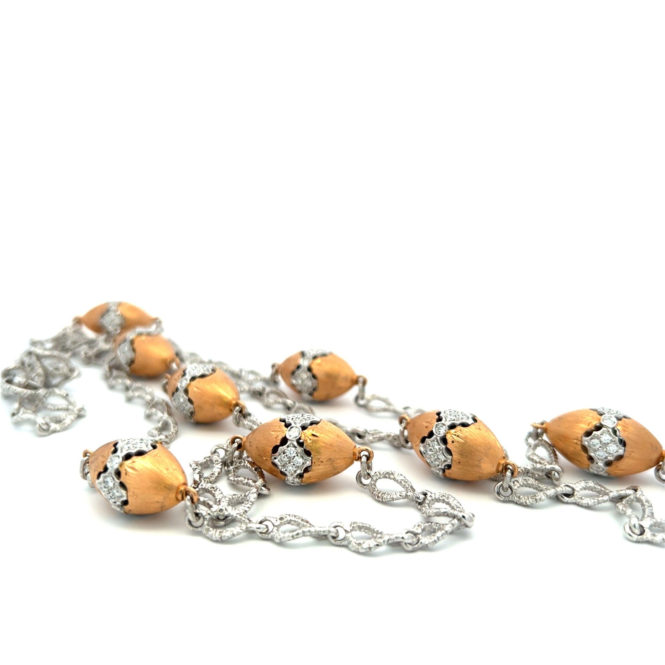 4.75 Carat G VS1 Diamond Two-Tone 18K Gold Textured Link Statement Necklace