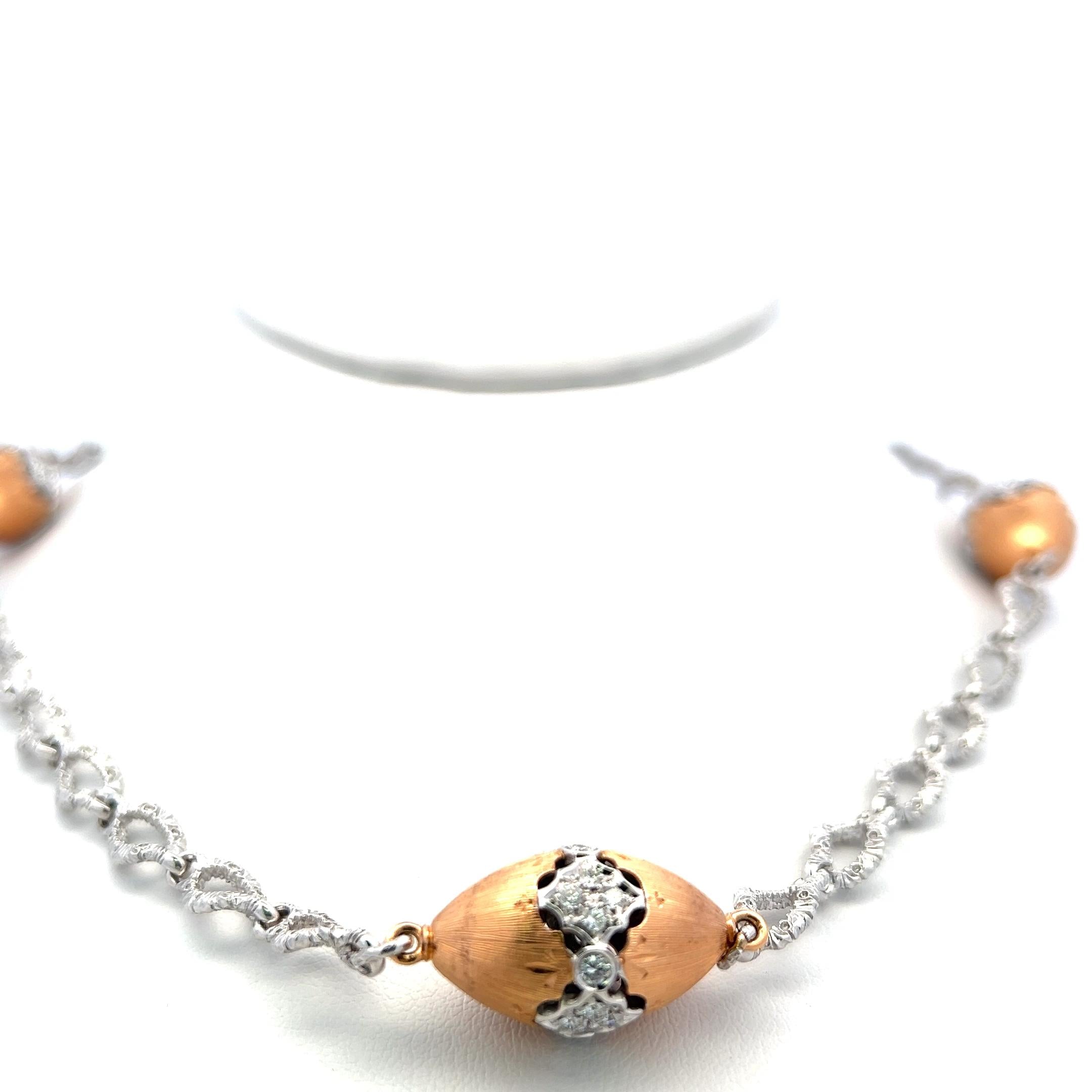 4.75 Carat G VS1 Diamond Two-Tone 18K Gold Textured Link Statement Necklace