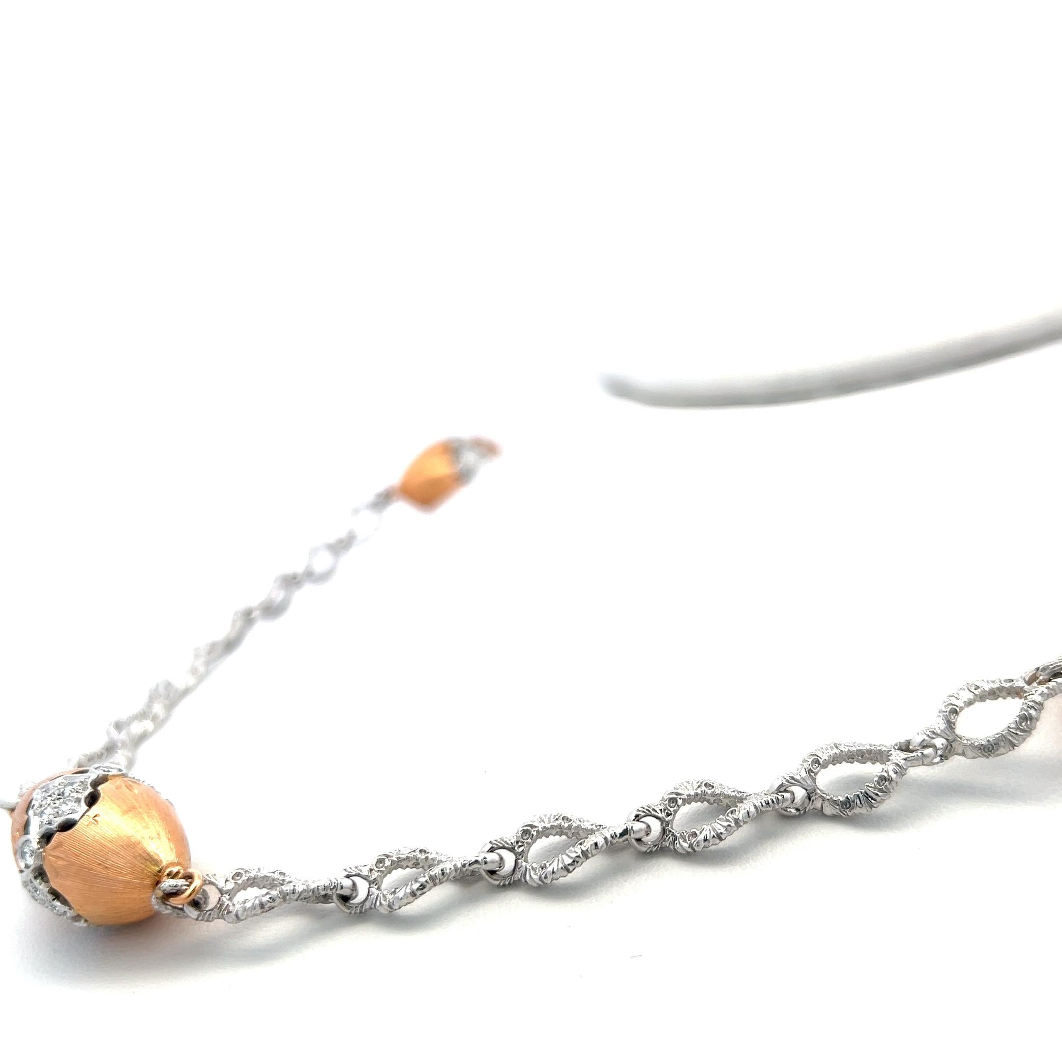 4.75 Carat G VS1 Diamond Two-Tone 18K Gold Textured Link Statement Necklace