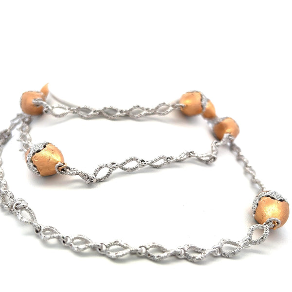 4.75 Carat G VS1 Diamond Two-Tone 18K Gold Textured Link Statement Necklace