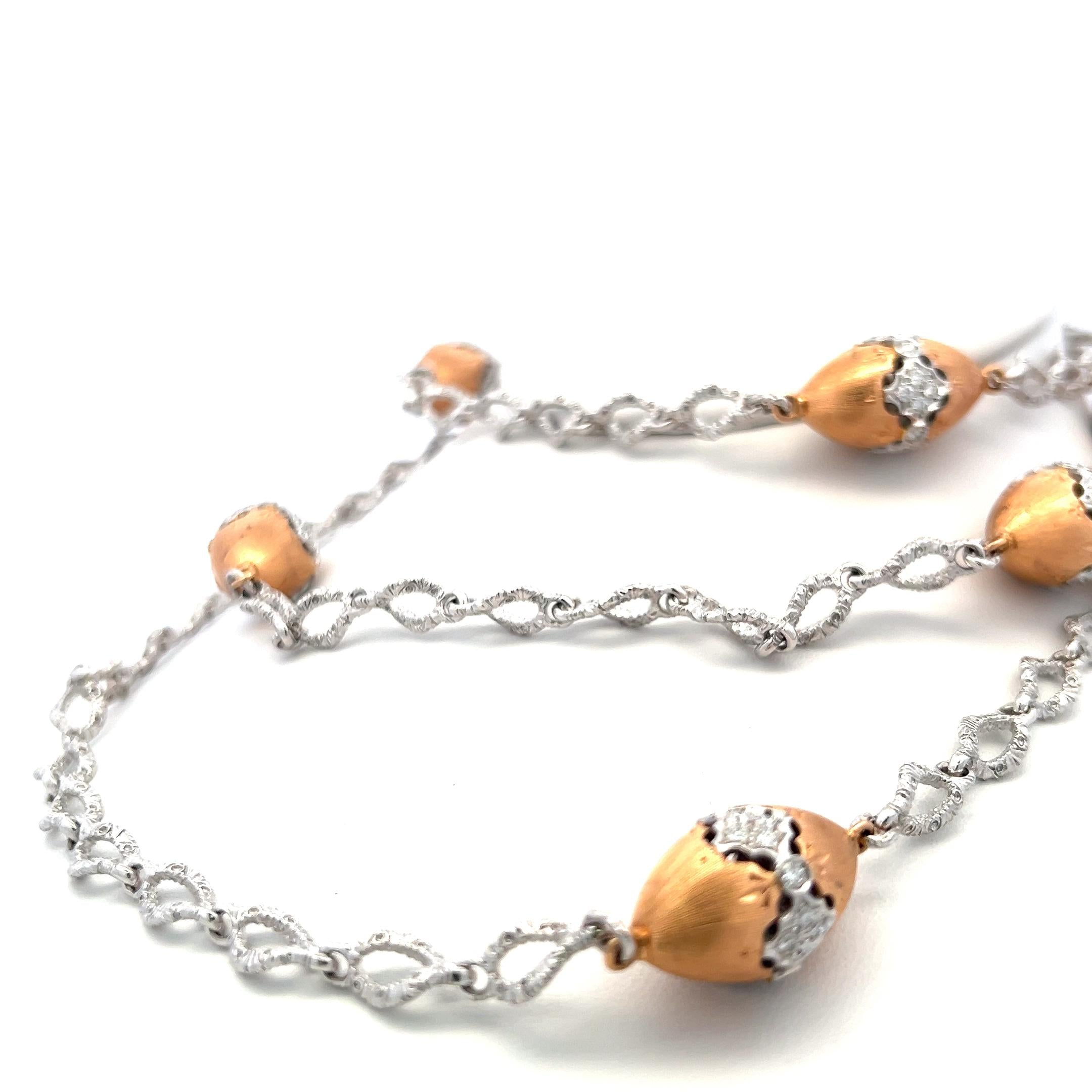 4.75 Carat G VS1 Diamond Two-Tone 18K Gold Textured Link Statement Necklace