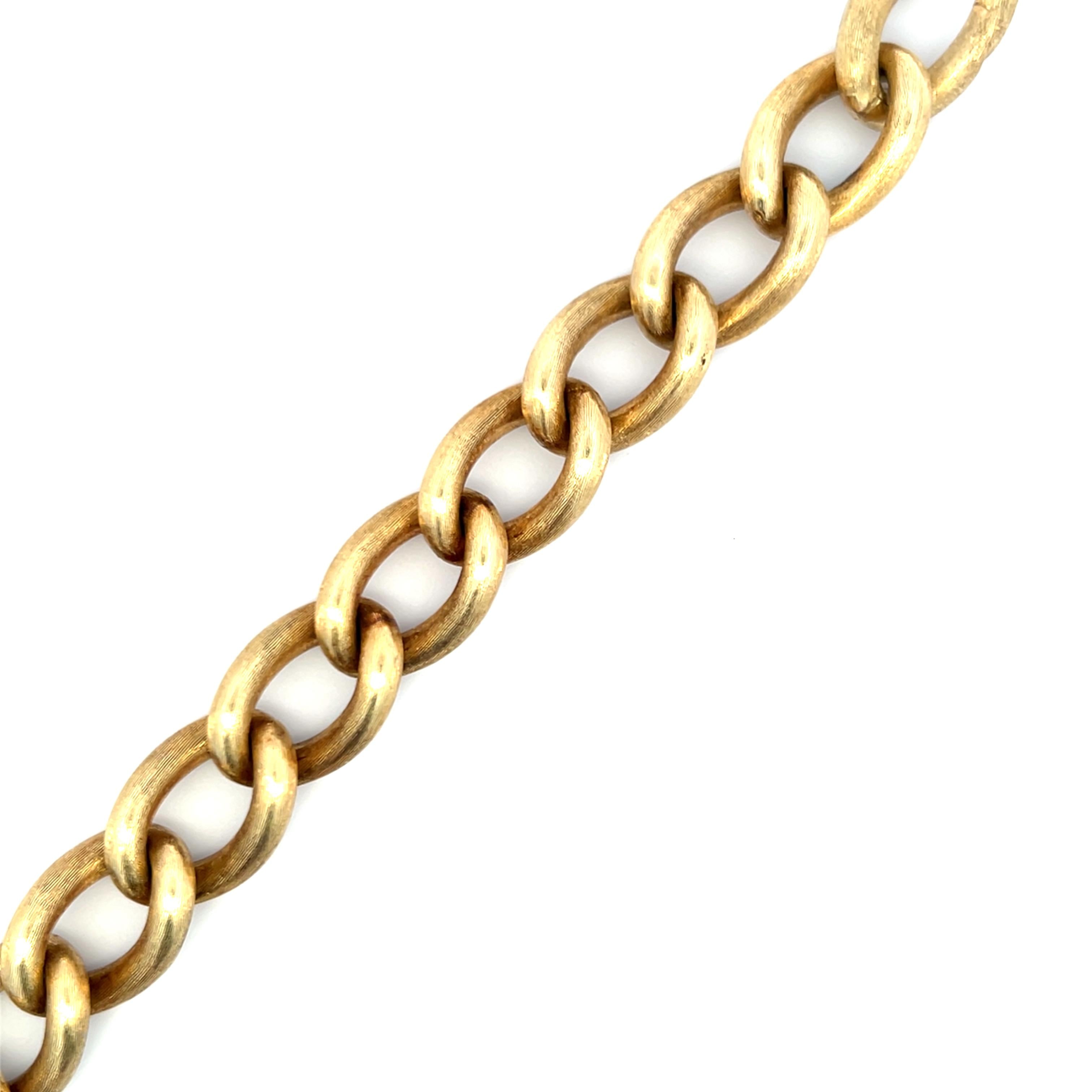 Vintage 18 Karat Yellow Gold Chain Link Bracelet 39.8 Grams Textured 8 inch