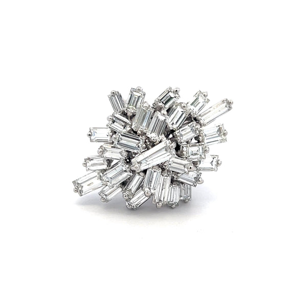 8.00 Carat Baguette Shape E VS1 Diamond Platinum Cluster Ring