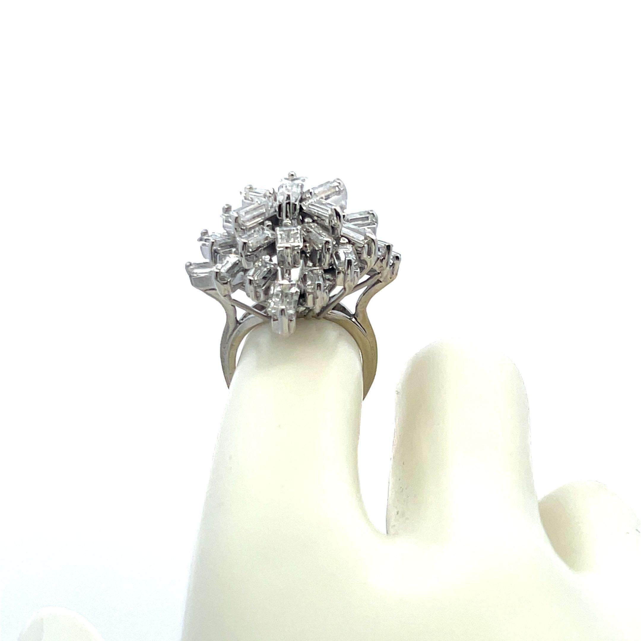 8.00 Carat Baguette Shape E VS1 Diamond Platinum Cluster Ring