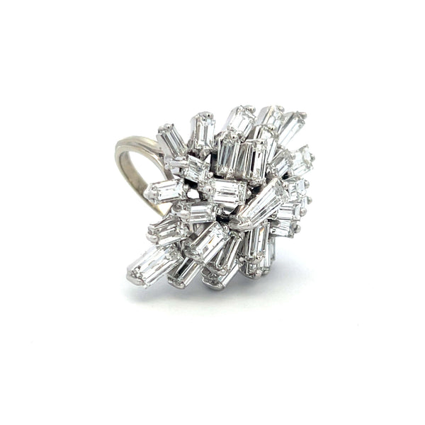 8.00 Carat Baguette Shape E VS1 Diamond Platinum Cluster Ring