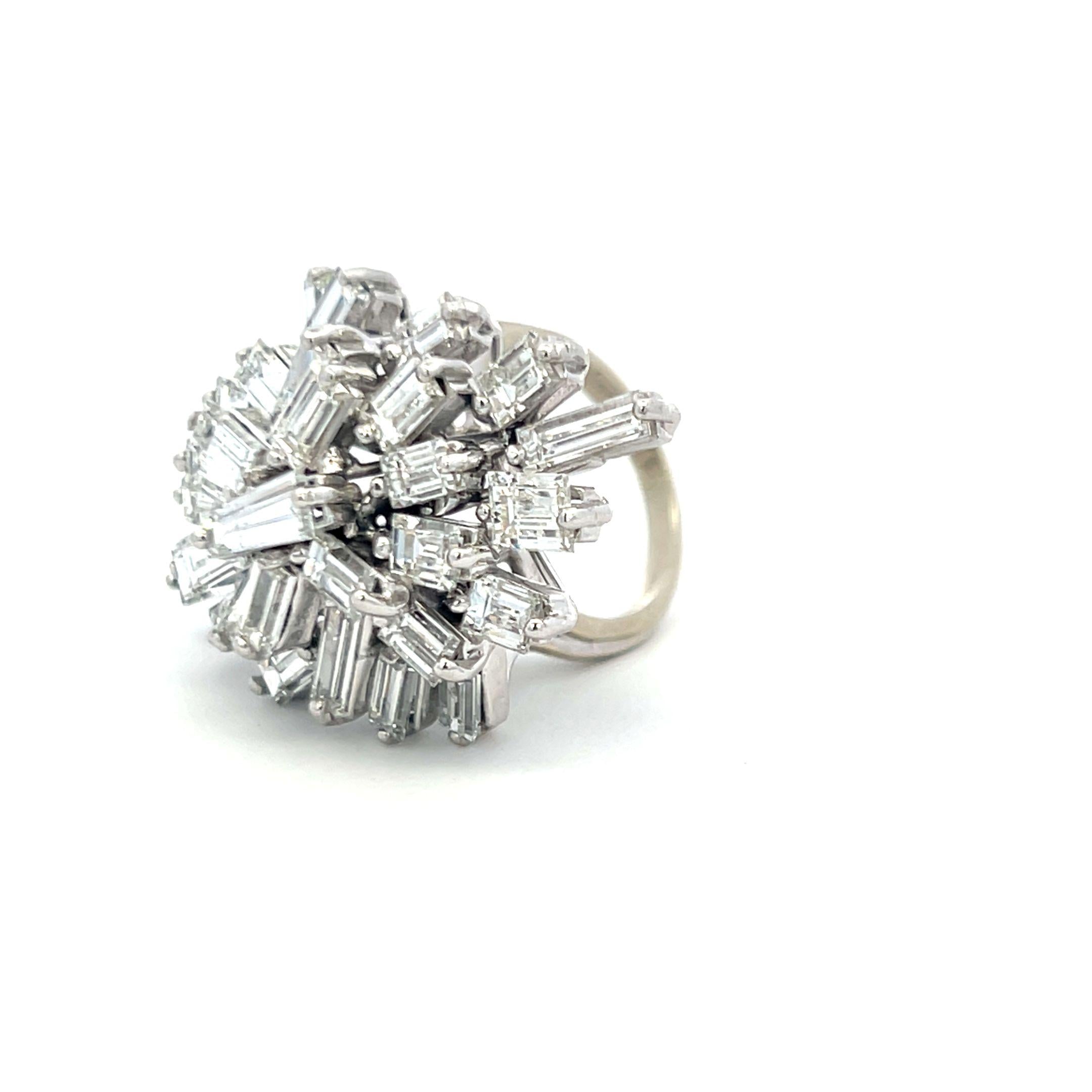 8.00 Carat Baguette Shape E VS1 Diamond Platinum Cluster Ring