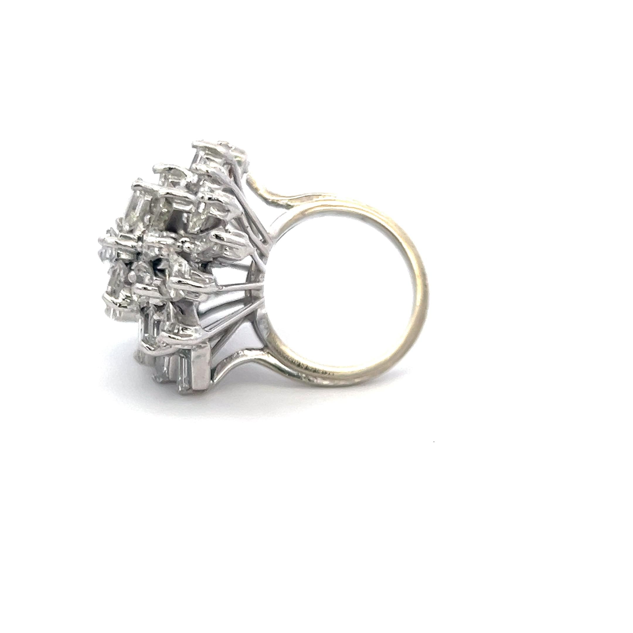 8.00 Carat Baguette Shape E VS1 Diamond Platinum Cluster Ring