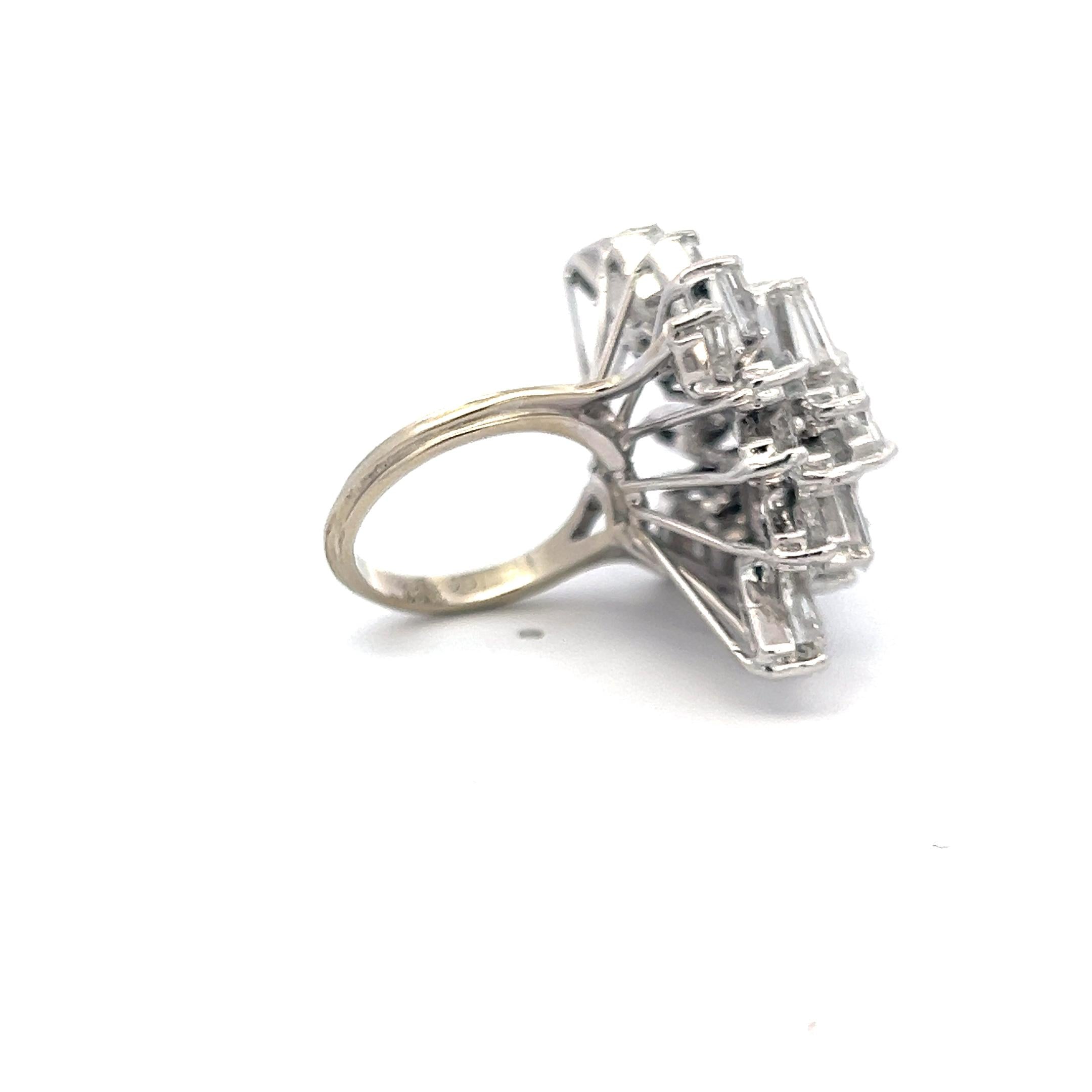 8.00 Carat Baguette Shape E VS1 Diamond Platinum Cluster Ring