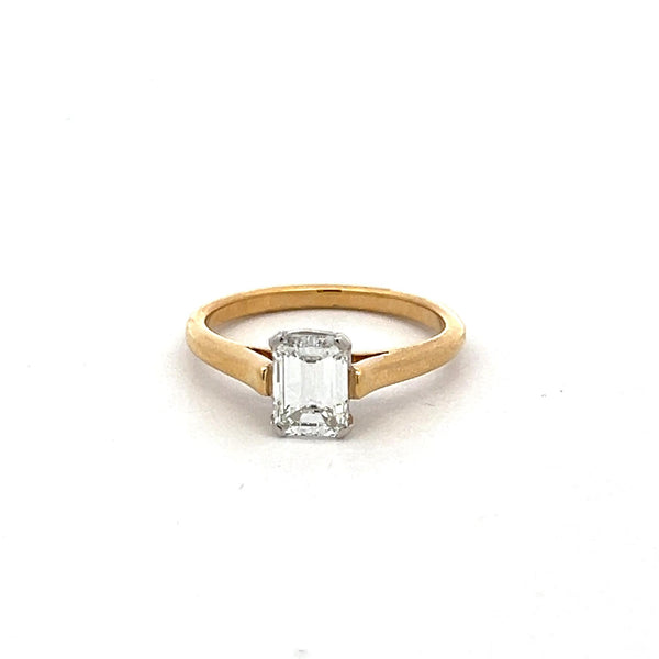 Tiffany & Co 1.02 Carat Emerald Cut Diamond 18K Gold/Platinum Engagement Ring