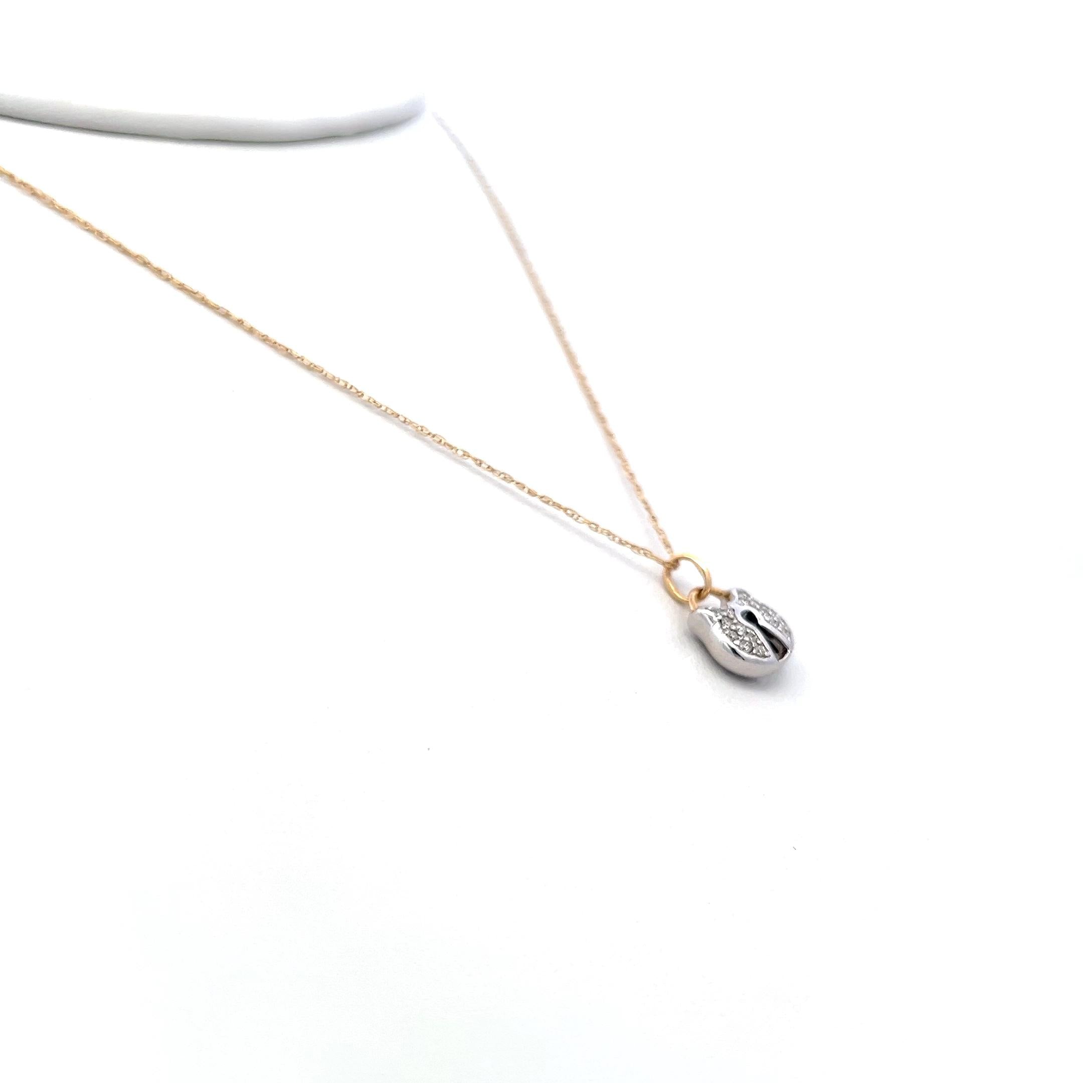 0.32 Carat Round Brilliant K SI Diamond 14 Karat Two Tone Gold Pendant Necklace