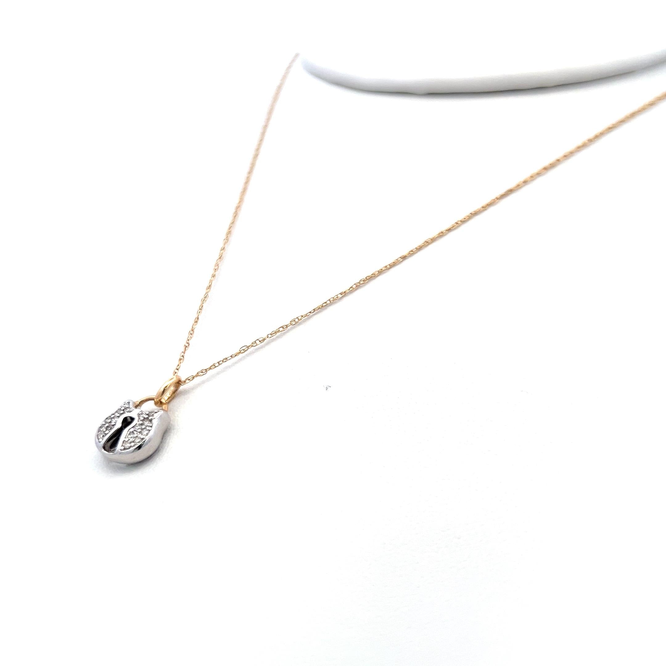 0.32 Carat Round Brilliant K SI Diamond 14 Karat Two Tone Gold Pendant Necklace