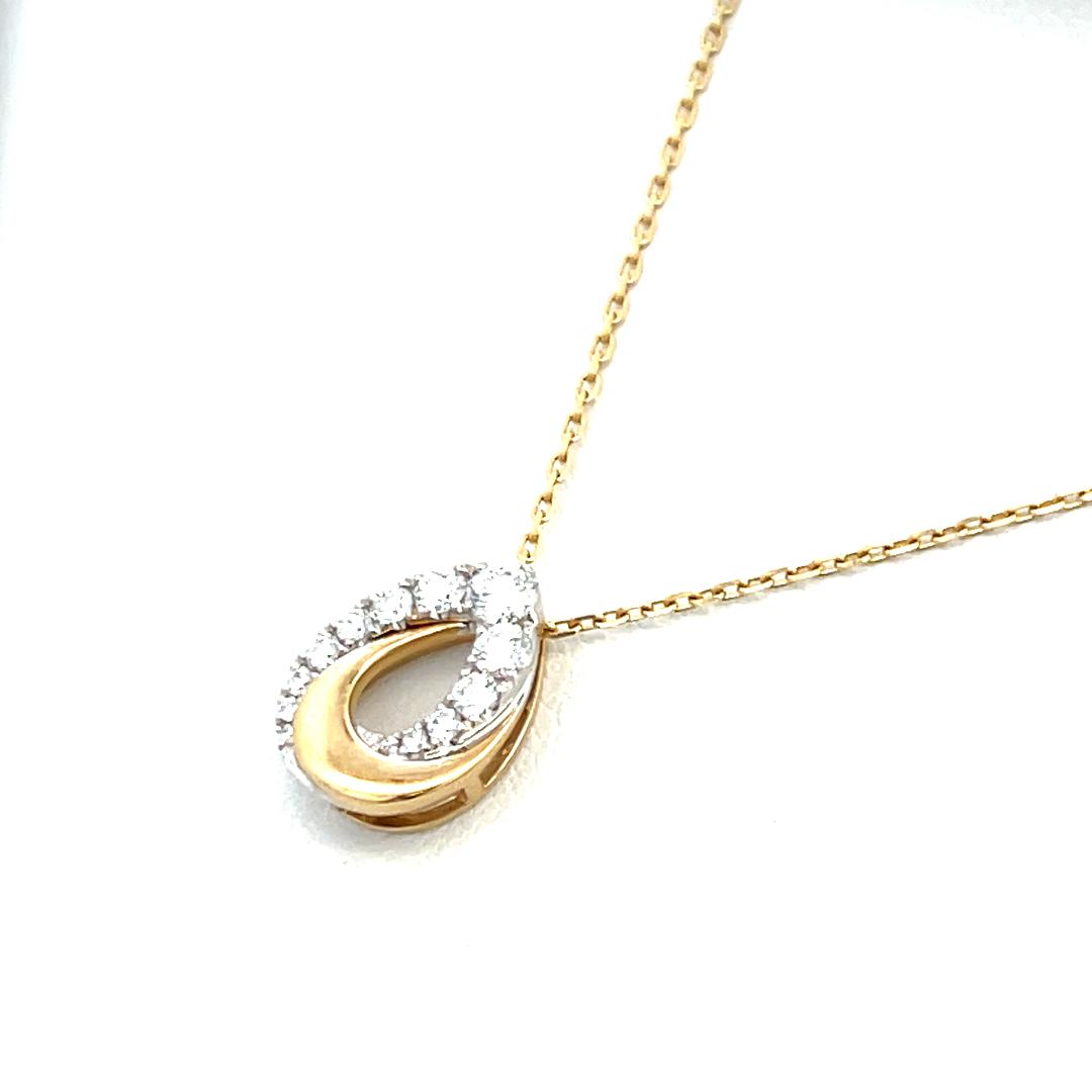 0.32 Carat Round Brilliant F VS Diamond 14 Karat Two Tone Gold Pendant Necklace