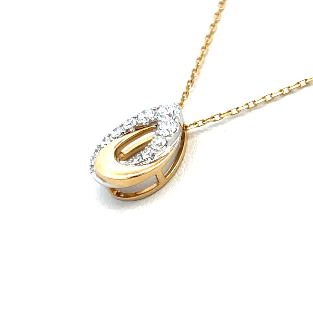 0.32 Carat Round Brilliant F VS Diamond 14 Karat Two Tone Gold Pendant Necklace