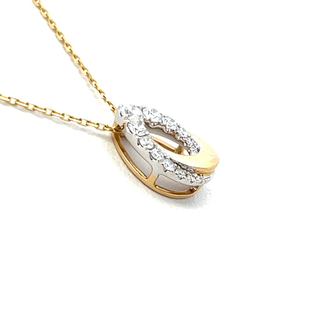 0.32 Carat Round Brilliant F VS Diamond 14 Karat Two Tone Gold Pendant Necklace