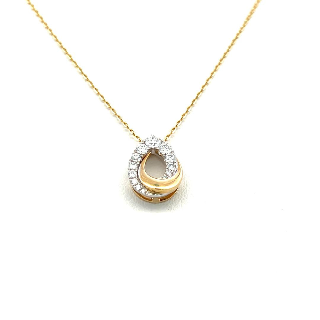 0.32 Carat Round Brilliant F VS Diamond 14 Karat Two Tone Gold Pendant Necklace