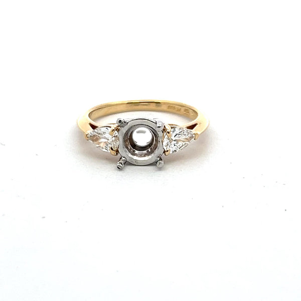 Tiffany & Co 0.56 Carat Pear Shape Diamond 18K Gold/Platinum Semi Mount Ring