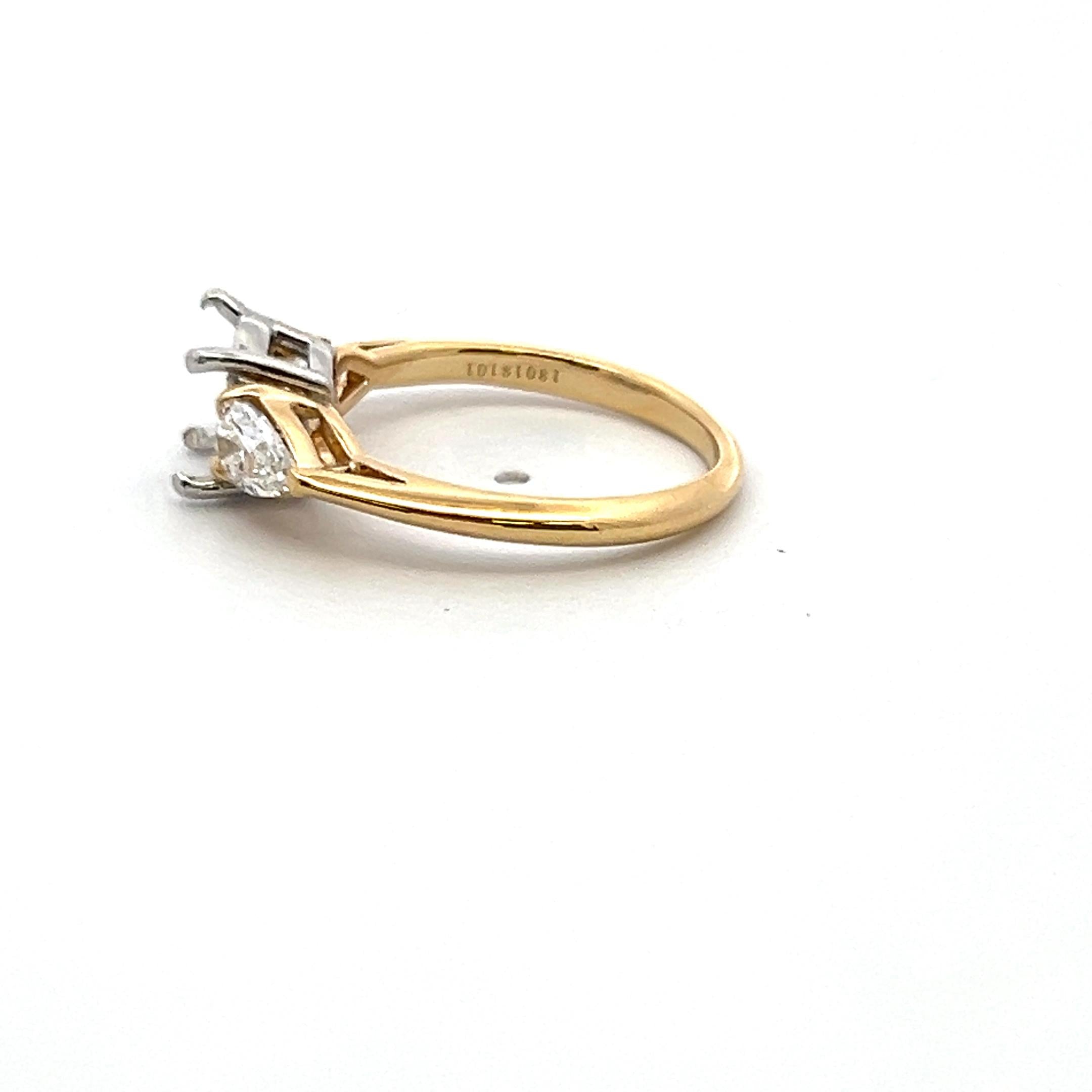 Tiffany & Co 0.56 Carat Pear Shape Diamond 18K Gold/Platinum Semi Mount Ring